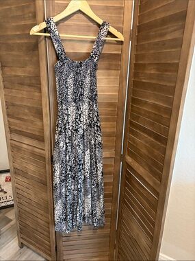 Black & White Smocked Jumpsuit Romper with Wide Straps